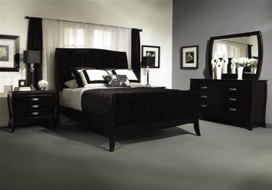 Black and White with Gray Wall Bedroom