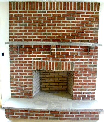brick fireplace photo
